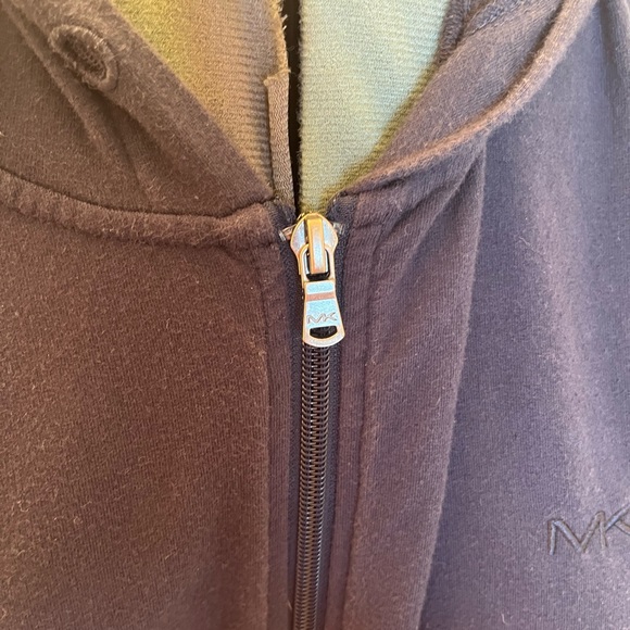 Michael Kors Size M Mens Fleece Logo Zip Up Blue Hoodie drawstring is missing. - Picture 5 of 12
